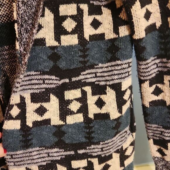 Ecote Women's Southwestern Aztec Print Open Cardigan Sweater Size M - Picture 2 of 8